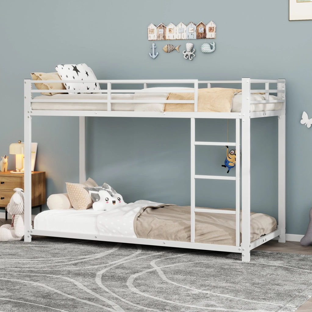 Letto a castello per bambini 90x200 cm in metallo bianco