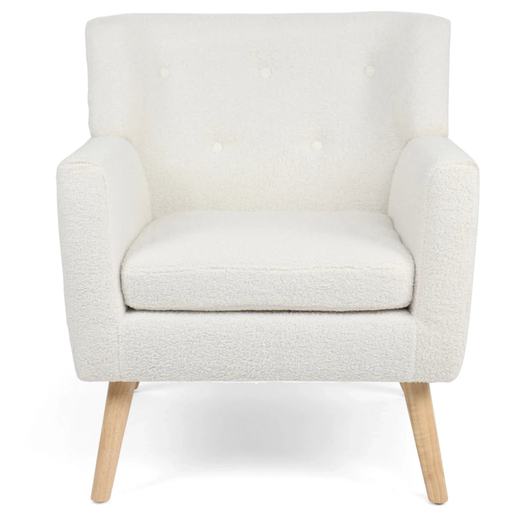 IDMarket - LIV Poltrona scandinava in tessuto bouclette bianco