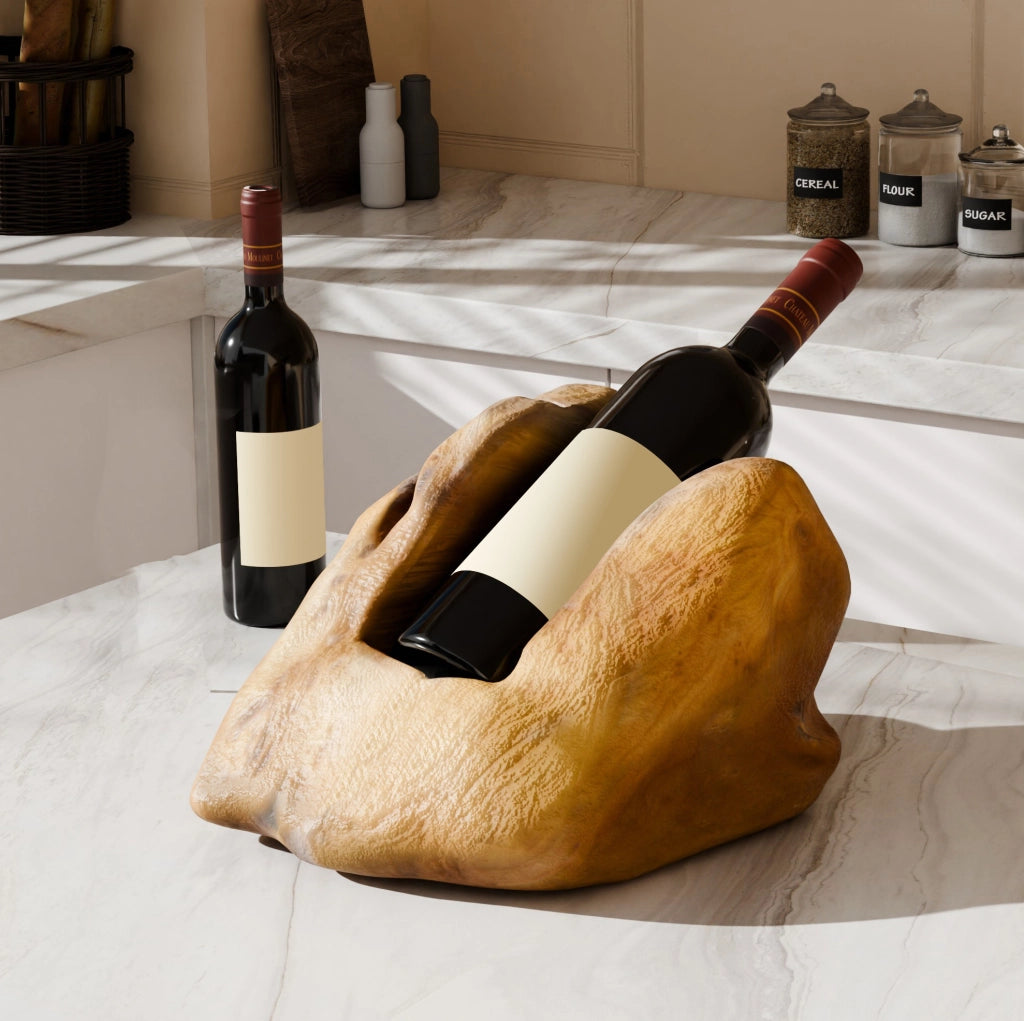 Portabottiglie in legno massello dal design irregolare
