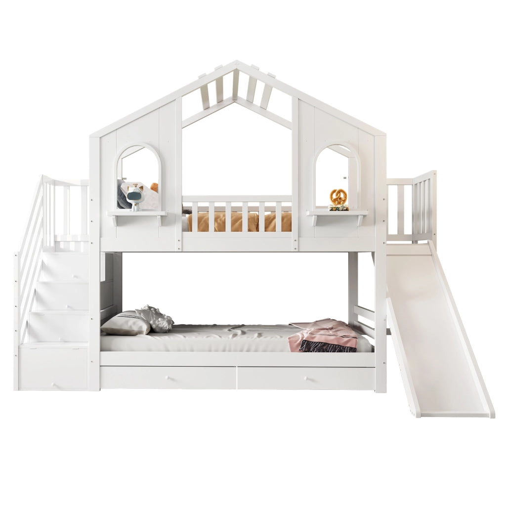 letto a castello legno bianco 90 x 200 cm