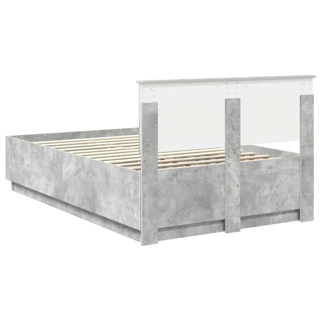 Struttura del letto con testiera-Giroletto con Testiera Grigio cemento 135 x 190 cm 259478