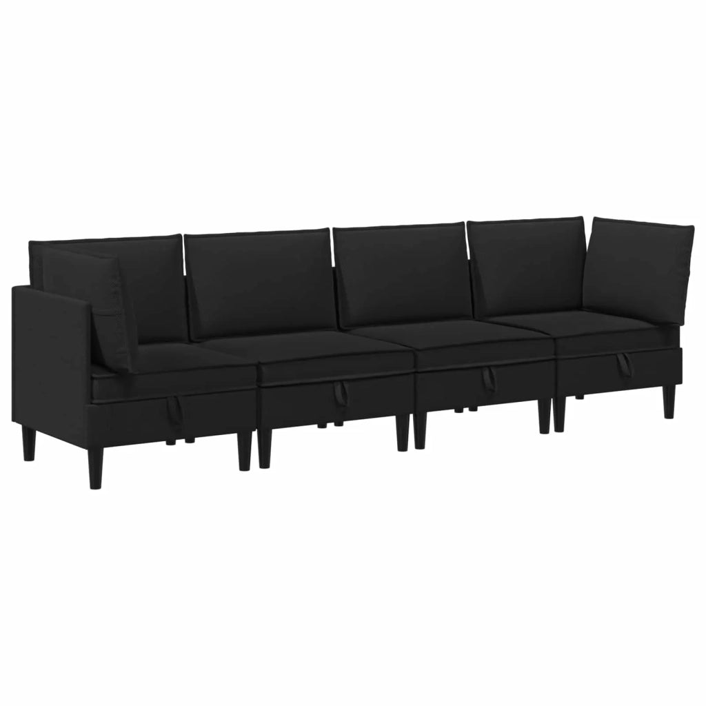 Set di mobili per il soggiorno 4 pcs Nero Tessuto