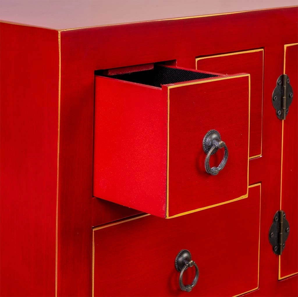 Credenza in legno con 6 cassetti e 2 porte 95x24x79h cm