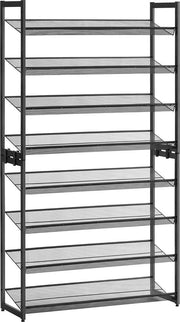 Opbergrek 2 Deli con 4 Pannelli Regolabili 92,5x30,7x163,5 Cm Struttura in Acciaio Grigio Pieghevole, Spaziale, Livello o Inclinabile, Collocabile in Corridoio, Vicino alla Porta, in Camera da Letto.