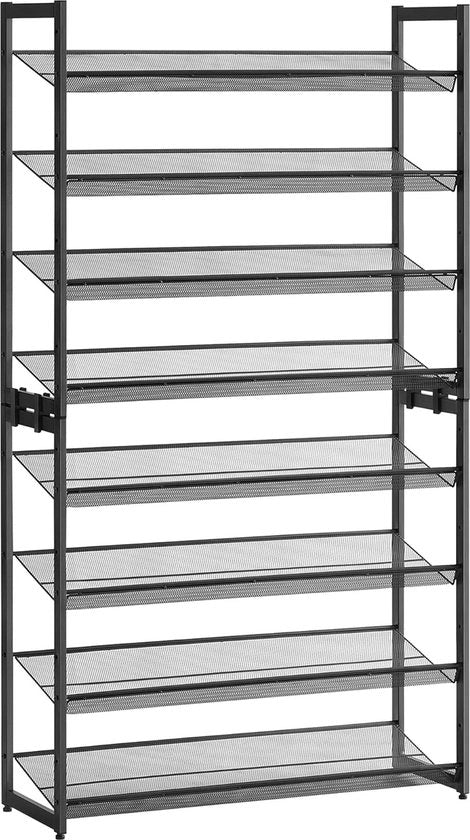 Opbergrek 2 Deli con 4 Pannelli Regolabili 92,5x30,7x163,5 Cm Struttura in Acciaio Grigio Pieghevole, Spaziale, Livello o Inclinabile, Collocabile in Corridoio, Vicino alla Porta, in Camera da Letto.