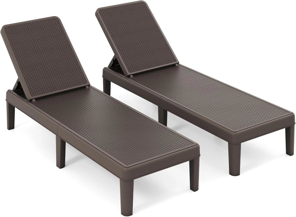 Lettino Prendisole da Giardino, Sdraio con Schienale Inclinabile a 4 Livelli, in PP Rattan, Resistente alle Intemperie, per Esterno, Terrazza, Balcone, Spiaggia e Mare, Portata 150 kg (Nero)