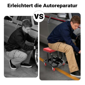 Sgabello per officina con ruote; sgabello di montaggio, carrello meccanico con ripiano porta-attrezzi