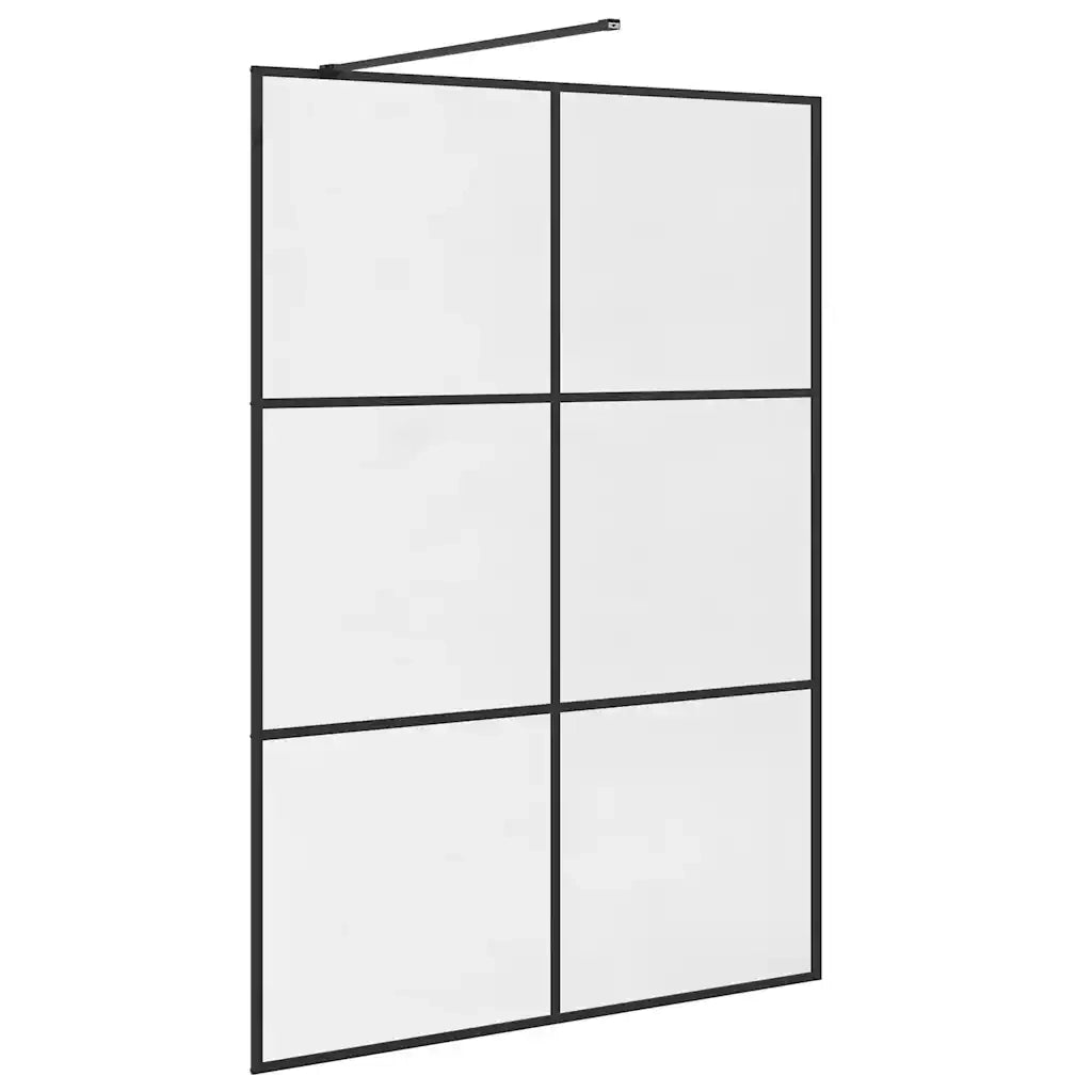 Parete per Doccia Walk-in Vetro Trasparente ESG 140x195cm Nera 151027