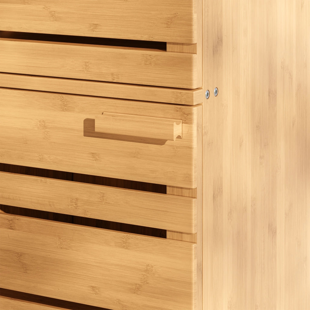 Mobiletto da Bagno Epind con Cassetto e 2 Scomparti Chiusi 75 x 33 x 30 cm - Bambù Naturale [en.casa]