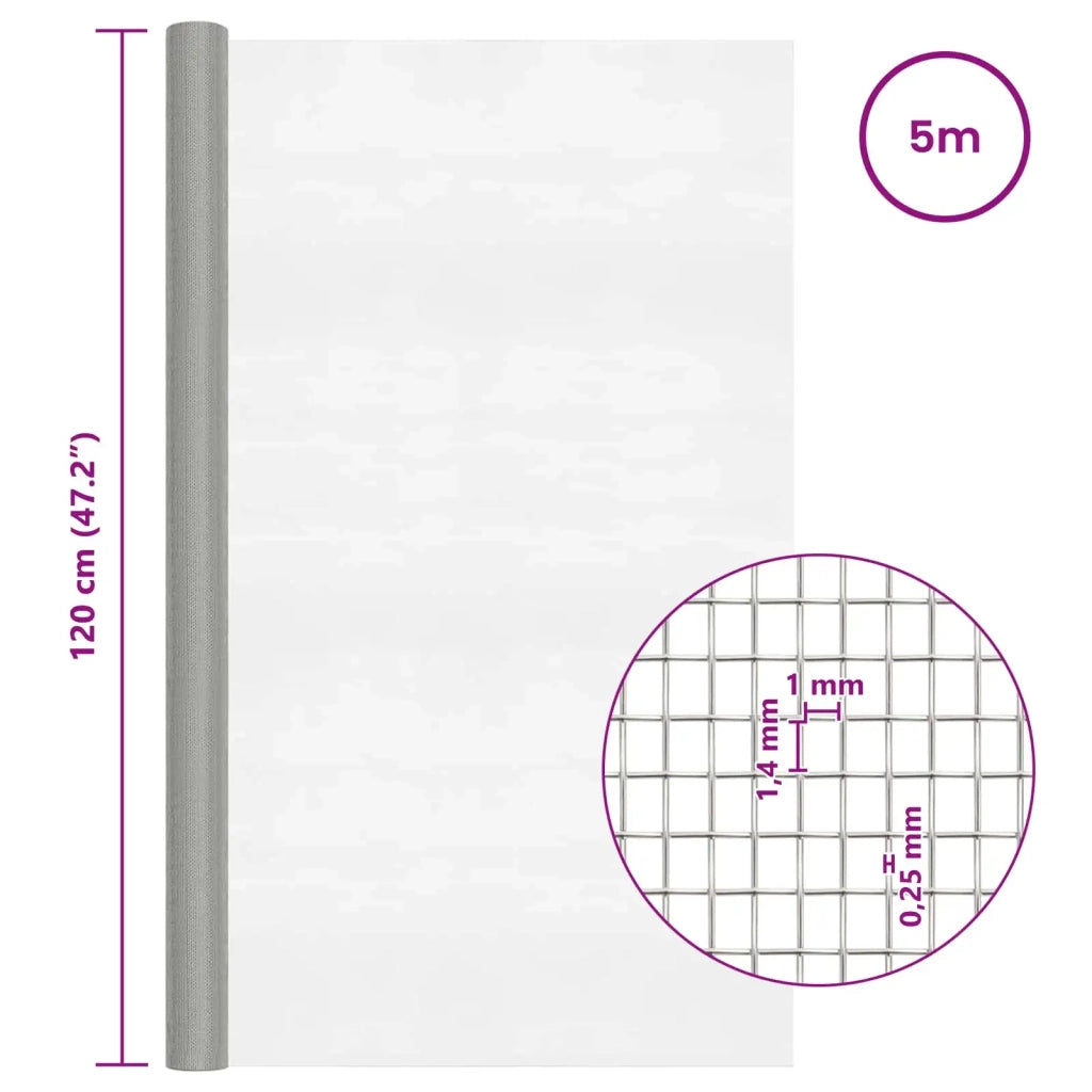 Rete per schermatura 120 x 500 cm 18 Mesh Argento 42039605