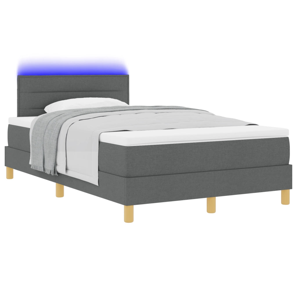Letto a Molle con Materasso & LED Grigio Scuro 120x190 cm Tessuto
