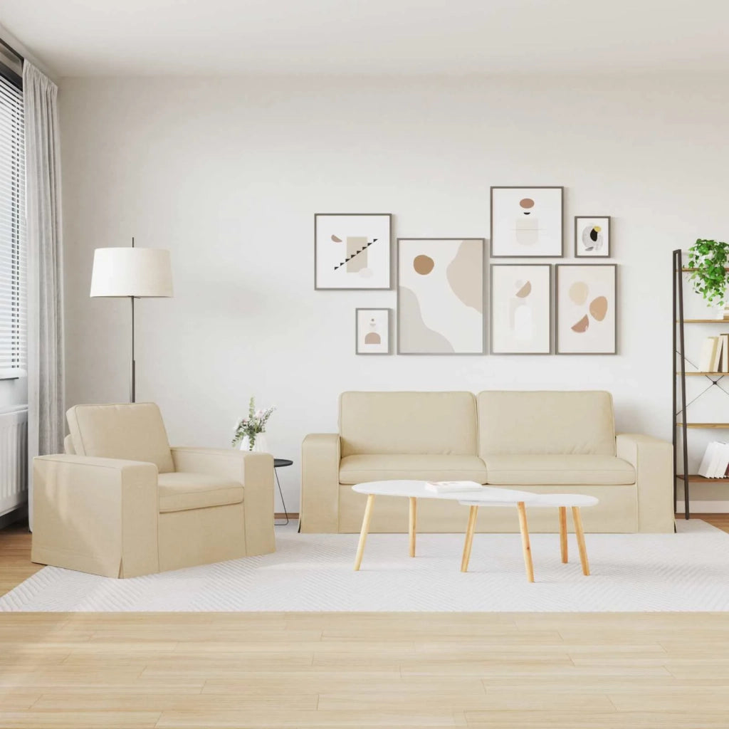 Set di divani 2 pcs Crema 222 x 80 x 82 cm Tessuto