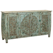 Credenza in legno intagliato artigianale, 165x40x90h cm