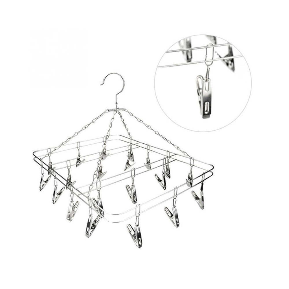 Trade Shop - Stendibiancheria 18 Mollette Rettangolare 39x29cm In Acciaio Stendino Biancheria -
