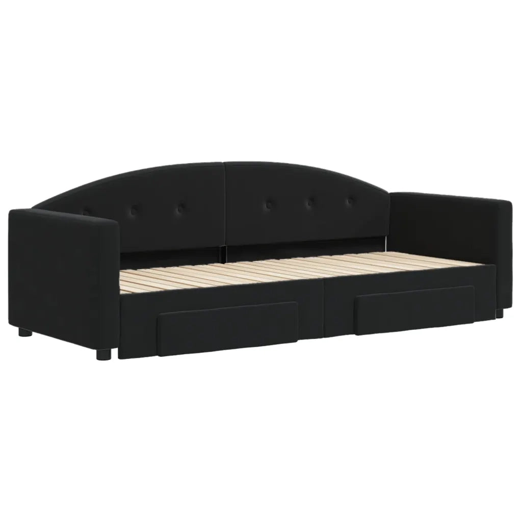 Divano Letto Estraibile con Cassetti-Sofa Letto-Daybed Nero 80x200 cm in Velluto 132504