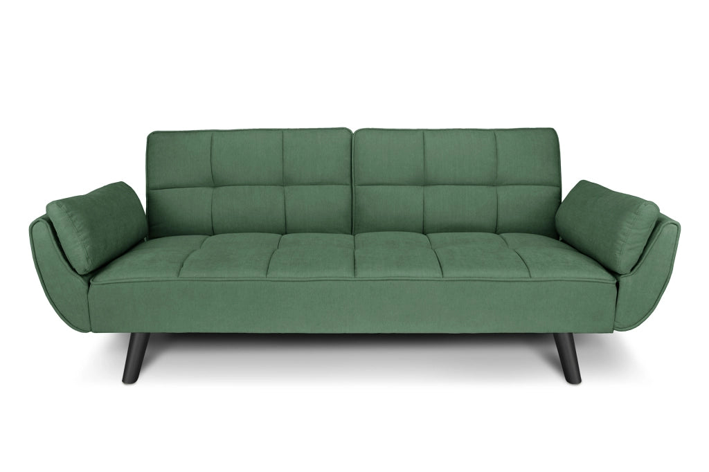 Divano letto clic clac in tessuto vellutato verde abete piede nero - divano 3 posti - Ambra - DL-AM38FBC-PLN