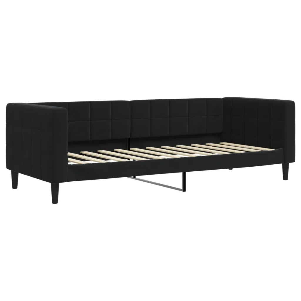 Divano Letto Estraibile con Cassetti Nero 80x200 cm in Velluto