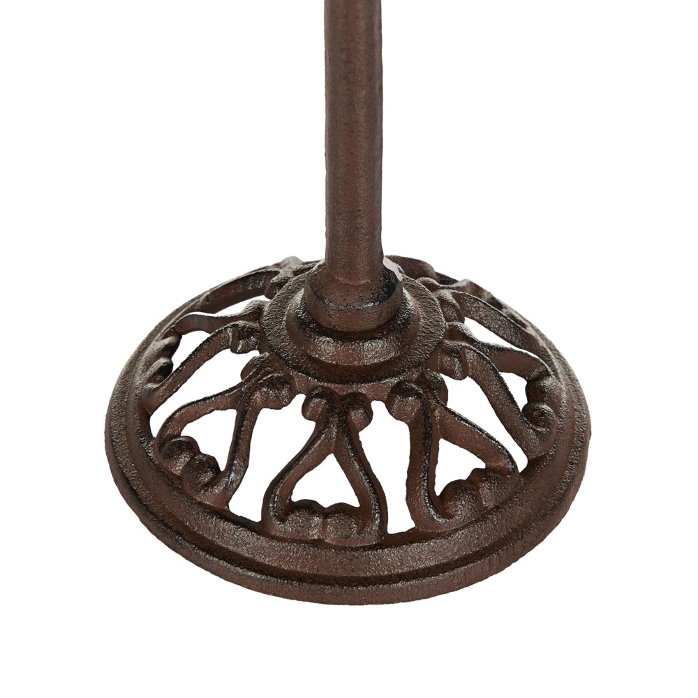Fontana Uccelliera marrone Alimentatore d'acqua per uccelli in ferro per giardino Accento decorativo all'aperto