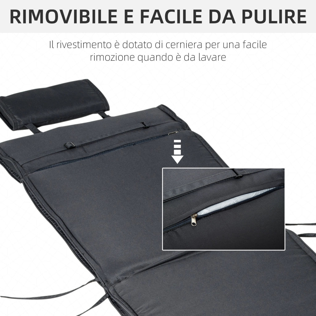 EasyComfort Cuscino per Sdraio Lettino Prendisole da Giardino Grigio 198x53x5cm