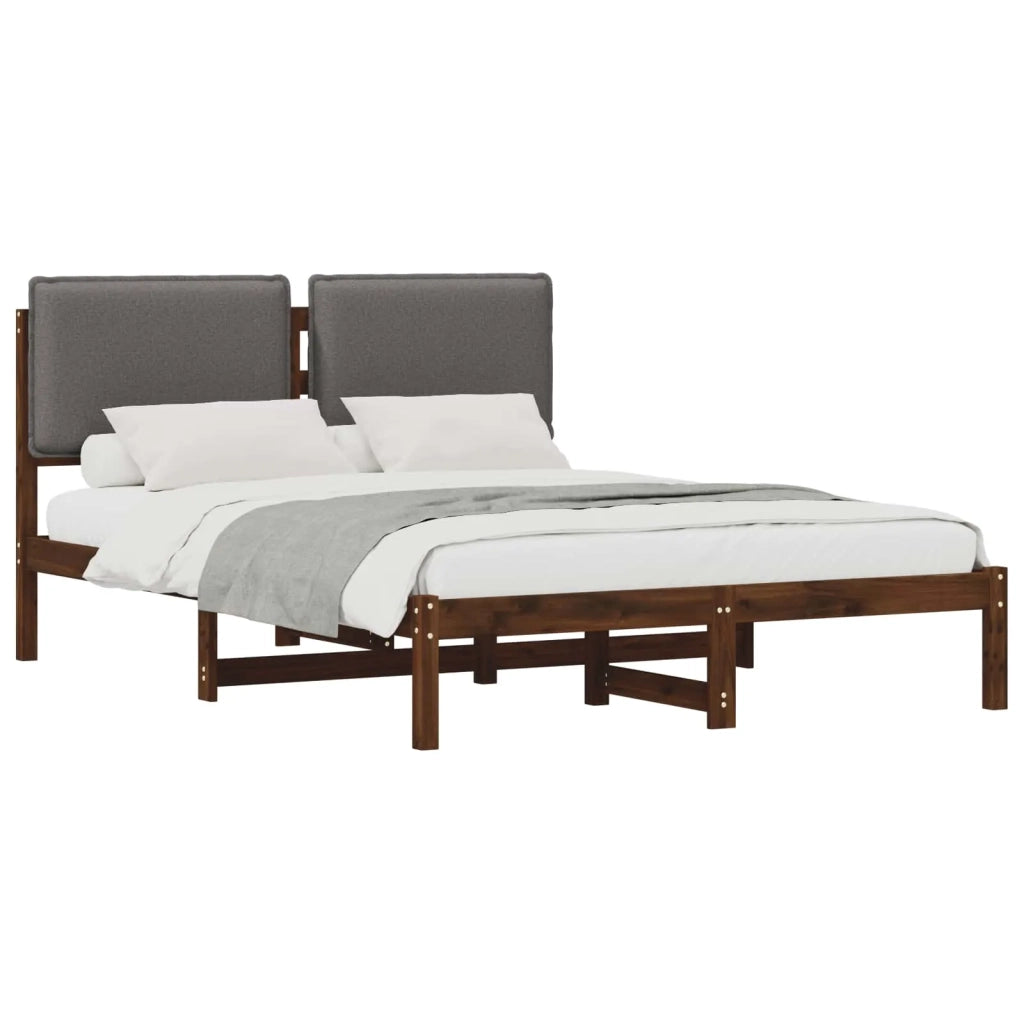 Letto con Testiera Rivestita Marrone scuro e grigio chiaro 903896