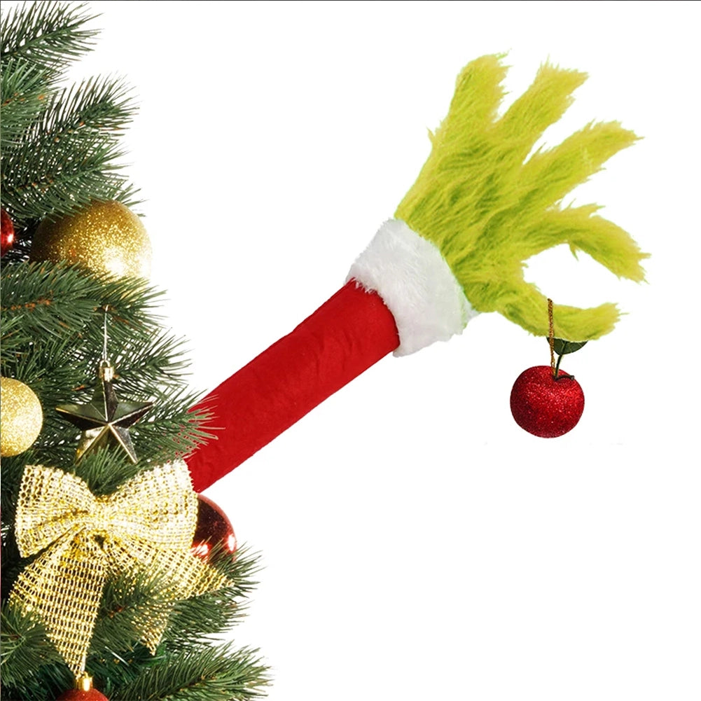 Decorazione Albero di Natale Braccio Peloso Mano di Elfo Verde Addobbo Natalizio