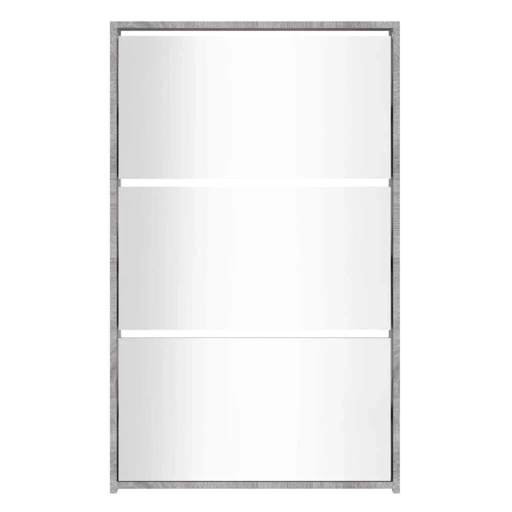 Scarpiera mobiletto portascarpe mobile per ingresso/corridoio/soggiorno con specchio 3 ripiani rovere Sonoma 63 x 17 x 102,5 cm grigio 02_0021884