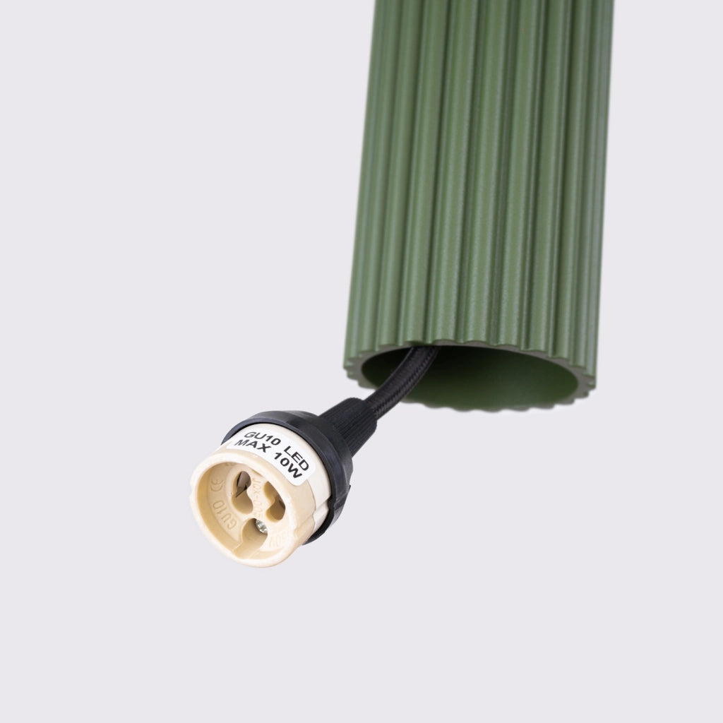 Lampada a sospensione GRAVIO barra verde oliva nera 2xGU10