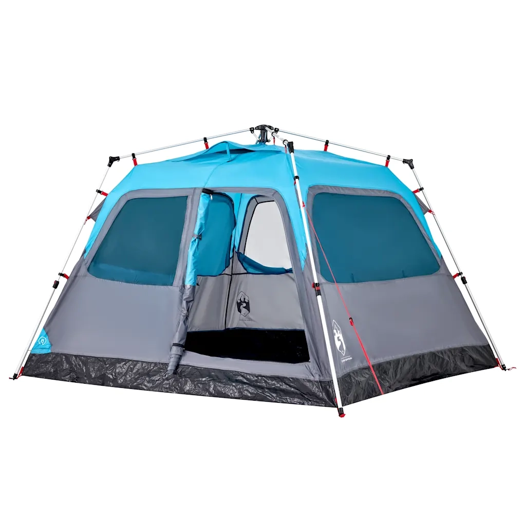 Tenda a Cupola da Campeggio 4 Persone-Tenda per Escursionismo Blu a Rilascio Rapido 918922
