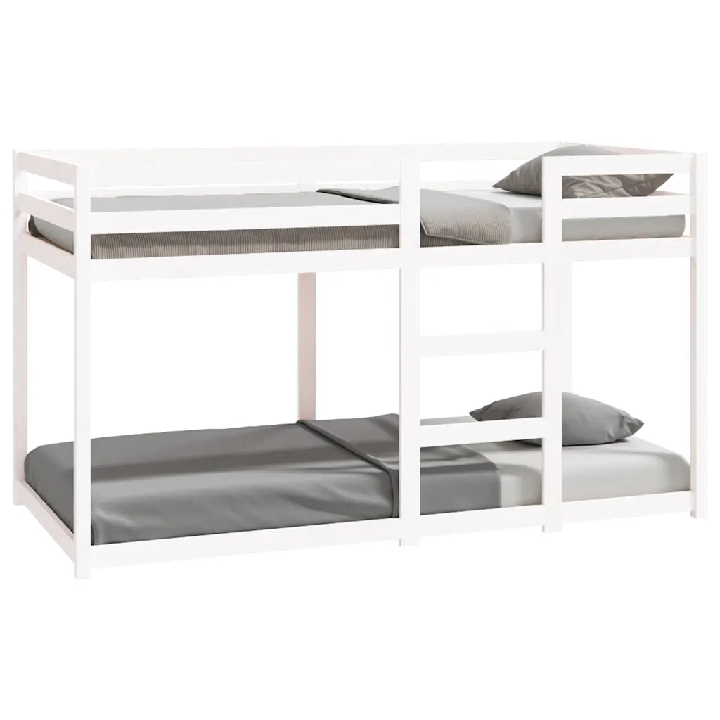Letto a Castello senza Materasso-Struttura Letto a Castello Bianco 90x190cm Massello Pino 309344
