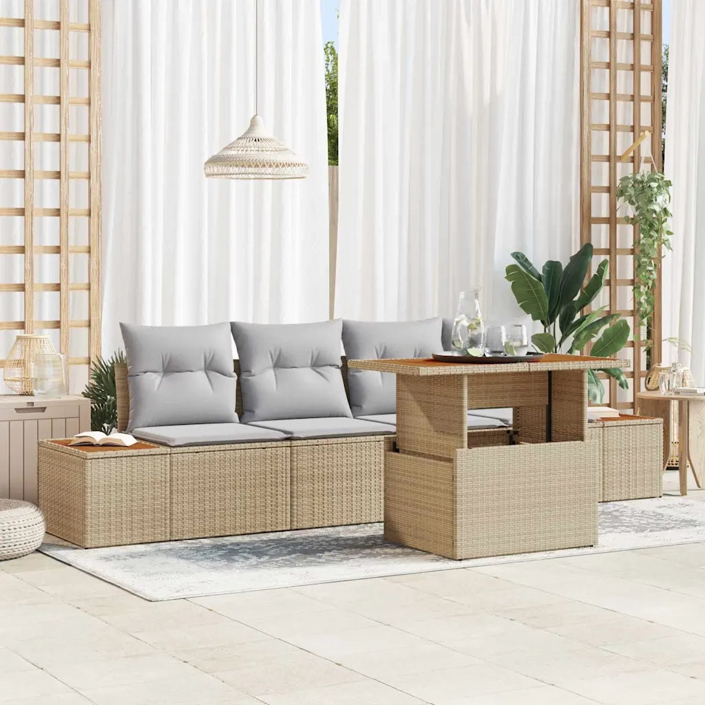 Set da Pranzo per Giardino con cuscino 5 pcs Beige e grigio 3350022