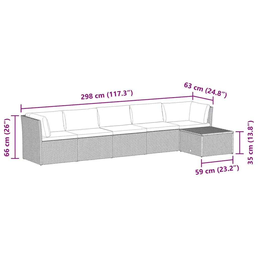 Set Divani da Giardino 4 pz con Cuscini in Polyrattan Marrone 47810