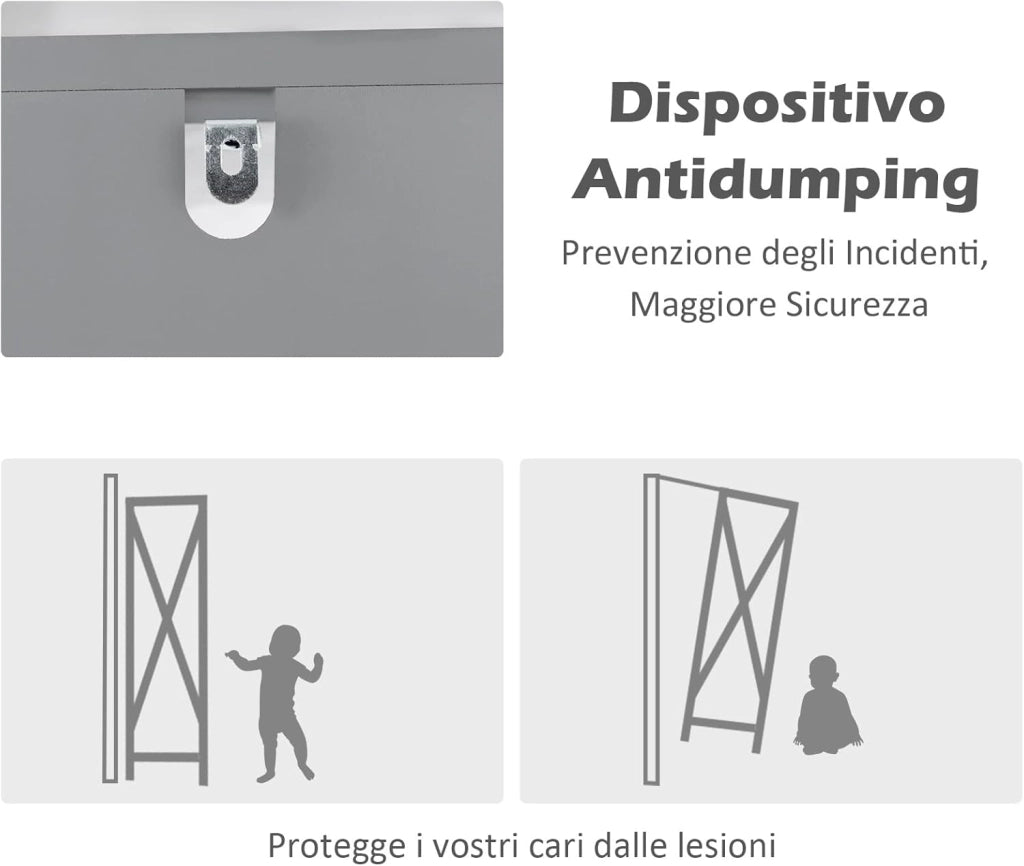 Mobile da Bagno Alto con 2 Ante, Armadio da Terra con 5 Vani, Mobile Colonna per Bagno Cucina Soggiorno, 37 x 37 x 160 cm (Grigio)