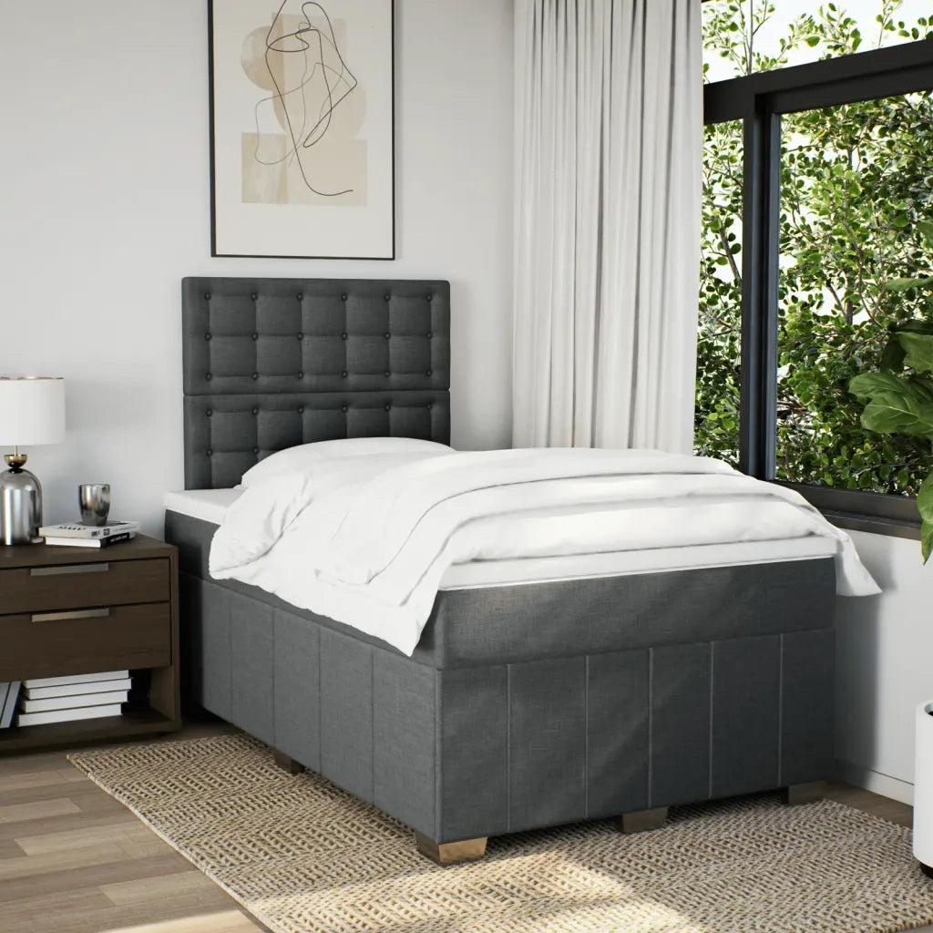 Giroletto a Molle con Materasso Grigio Scuro 120x190cm Tessuto