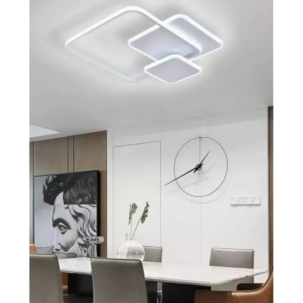 Trade Shop - Plafoniera Luce Fredda Led Quadrata 50w Lampadario Soffitto Bianco Moderno 50064 -