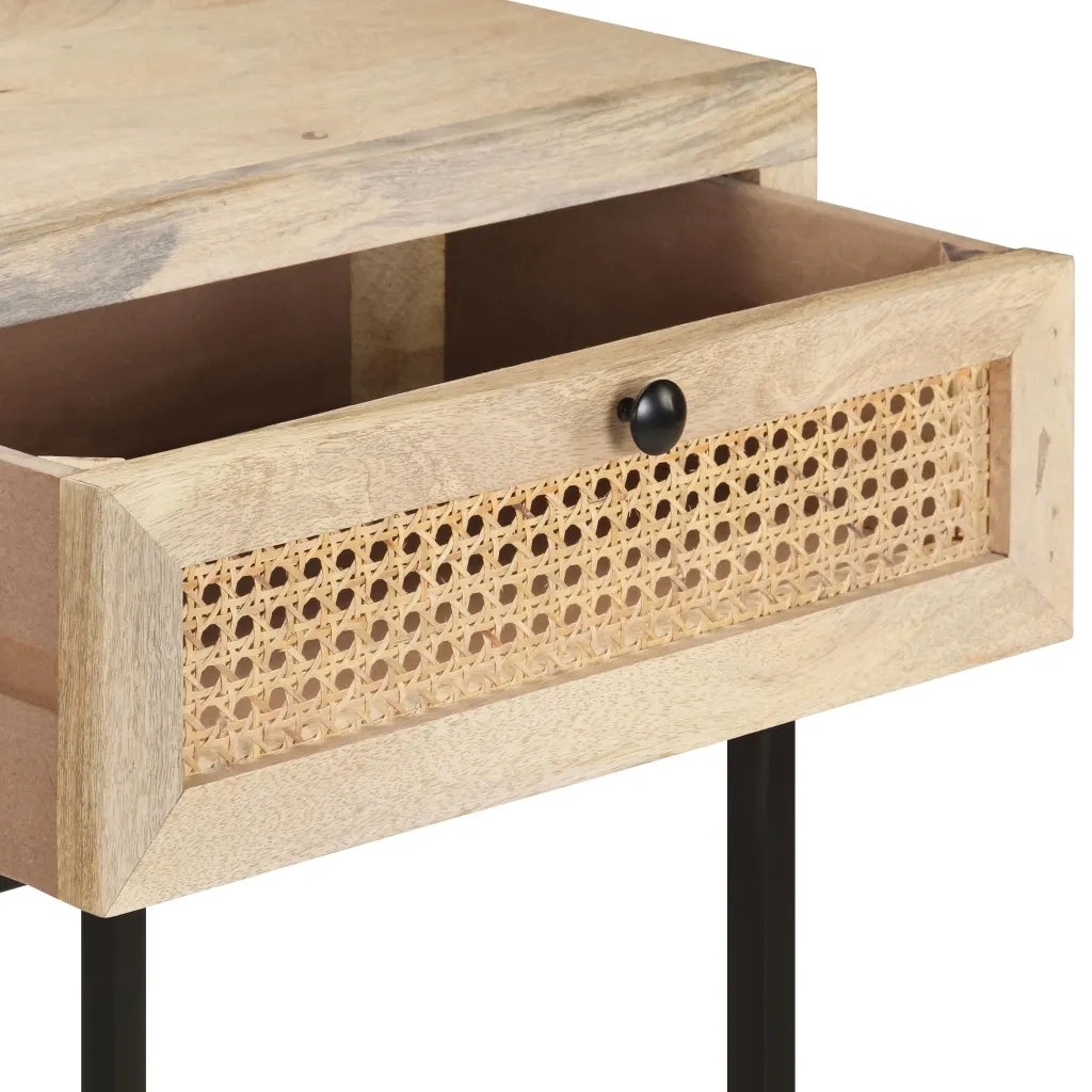 Tavolo Consolle | Tavolo d'Ingresso 100x35x76 cm Massello di Mango e Canna Naturale