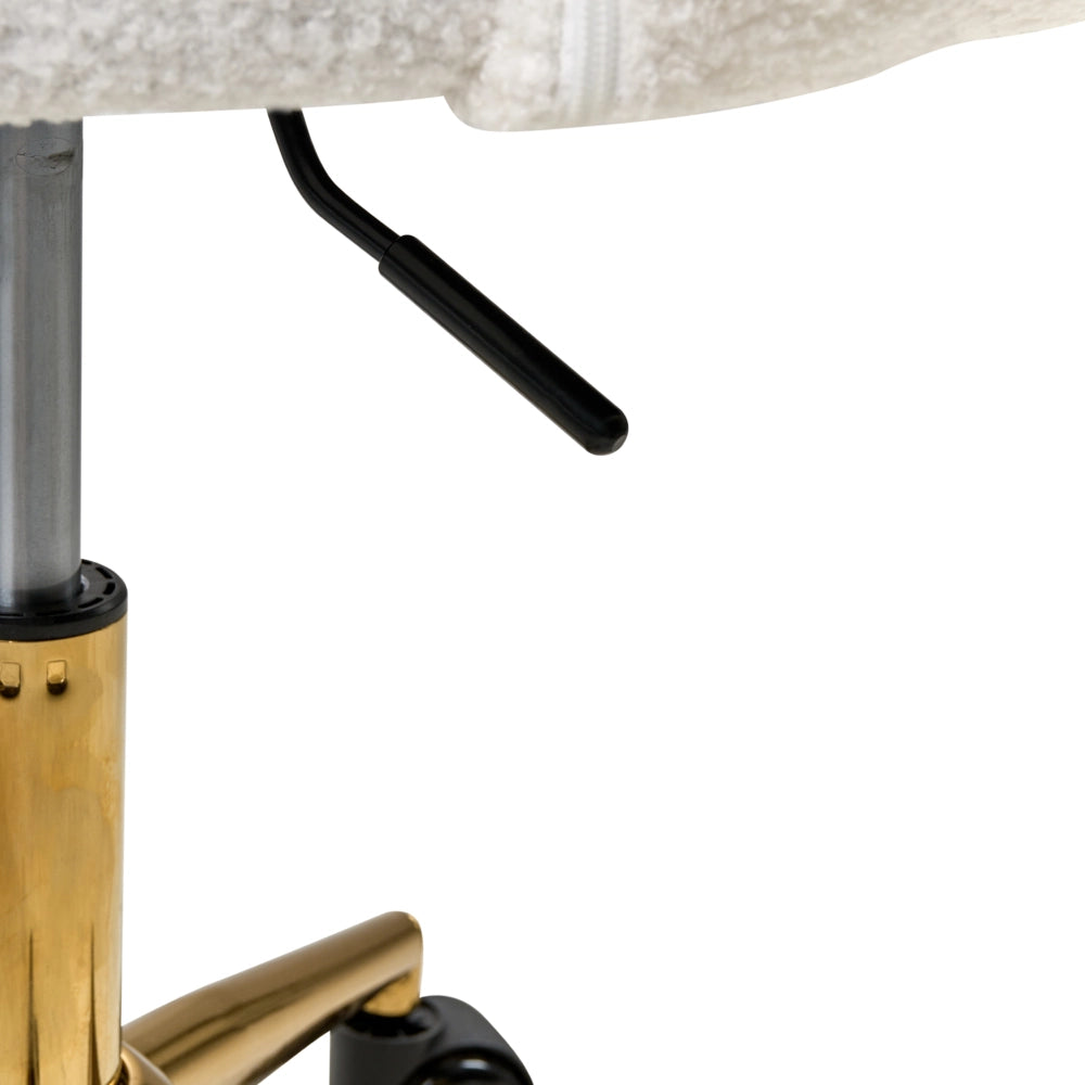 Moderna poltrona girevole da ufficio con braccioli e altezza regolabile Boucle bianco sporco