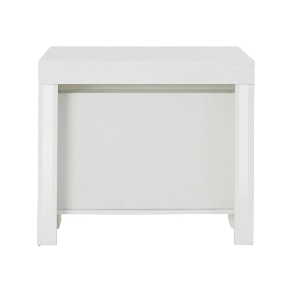 Tavolo da pranzo Anello, Made in Italy, Consolle allungabile fino a 12 posti, con portallunghe, cm 51/300x90h77 Bianco lucido