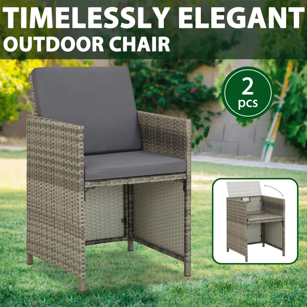 Sedie da Giardino 2 pz con Cuscini in Polyrattan Grigio 311907