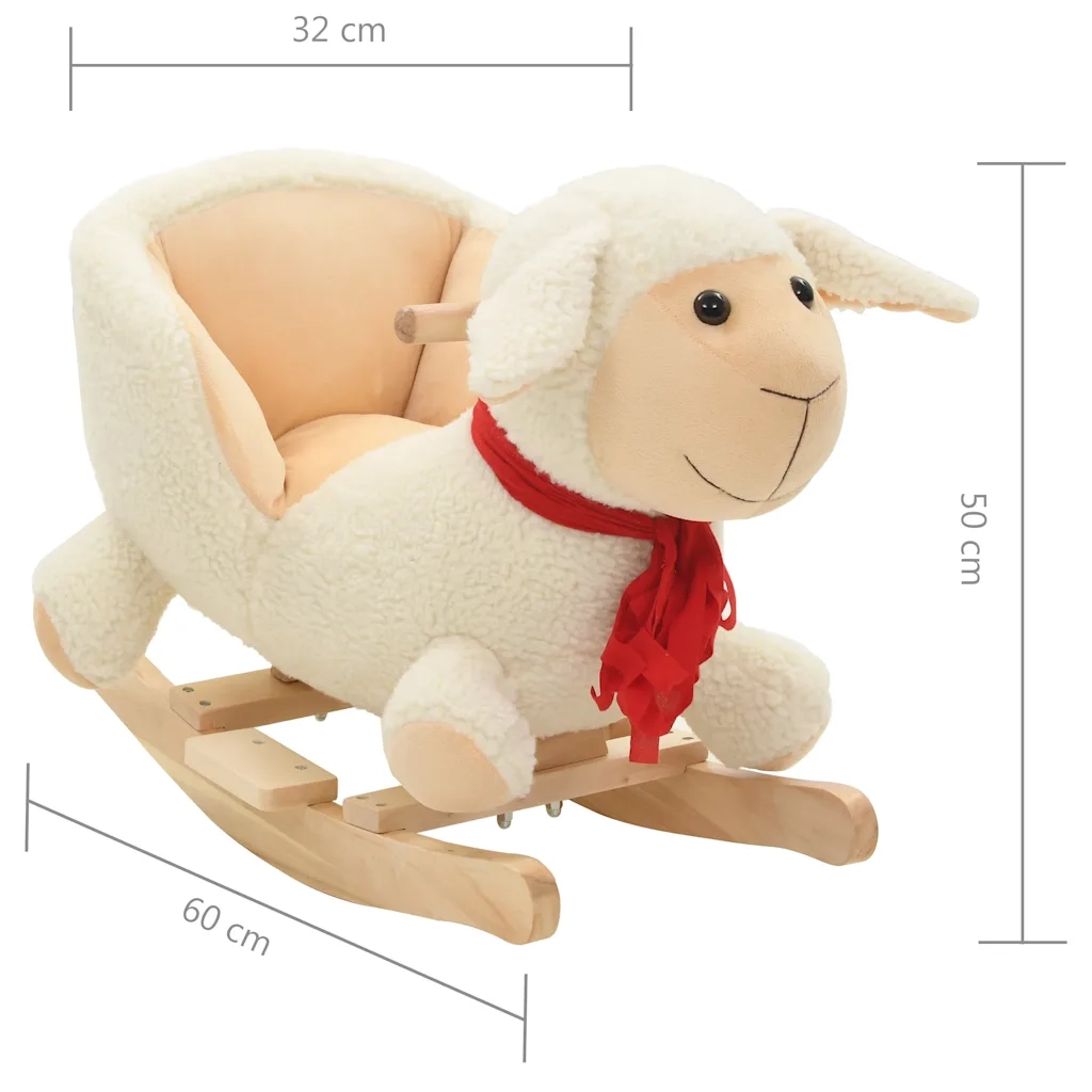 Pecora a Dondolo con Schienale in Peluche 60x32x50cm Bianco 80224