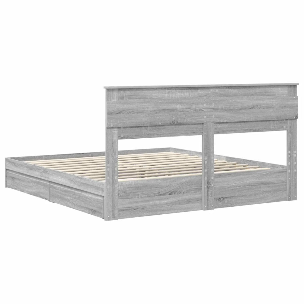 Letto con Contenitore con cassetto Grigio Sonoma 200 x 200 cm