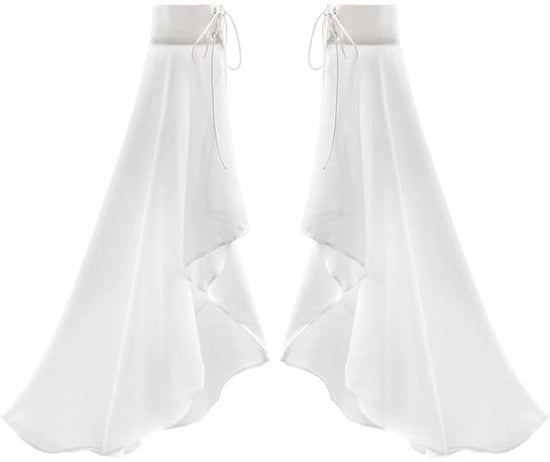 Maniche Removibili con Cuffie Chiffon per Donne - Lunghezza Extra - Nero/Bianco - Tela Comoda - Maniche Senz'Uncinetto