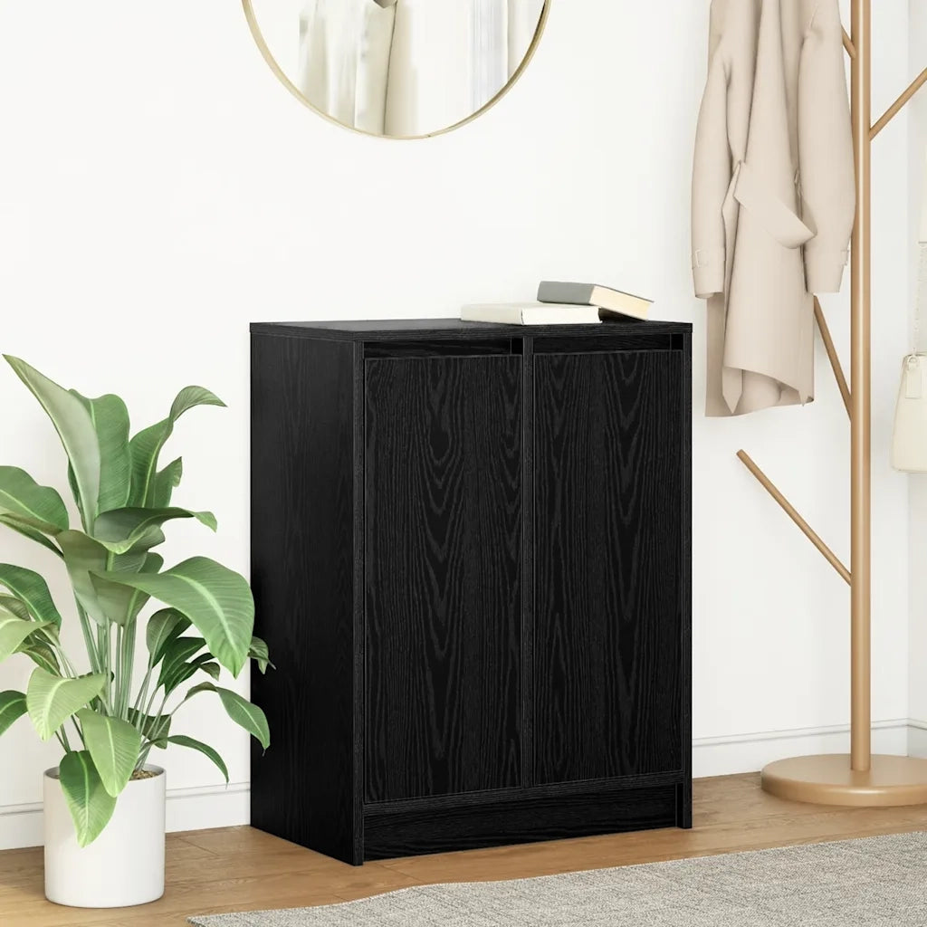 Credenza Rovere Nero 57x34x76 cm in Legno Multistrato