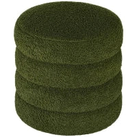 Pouf, rotondo, in peluche, con struttura in metallo, fino a 120kg, Ø40x45H cm, Verde