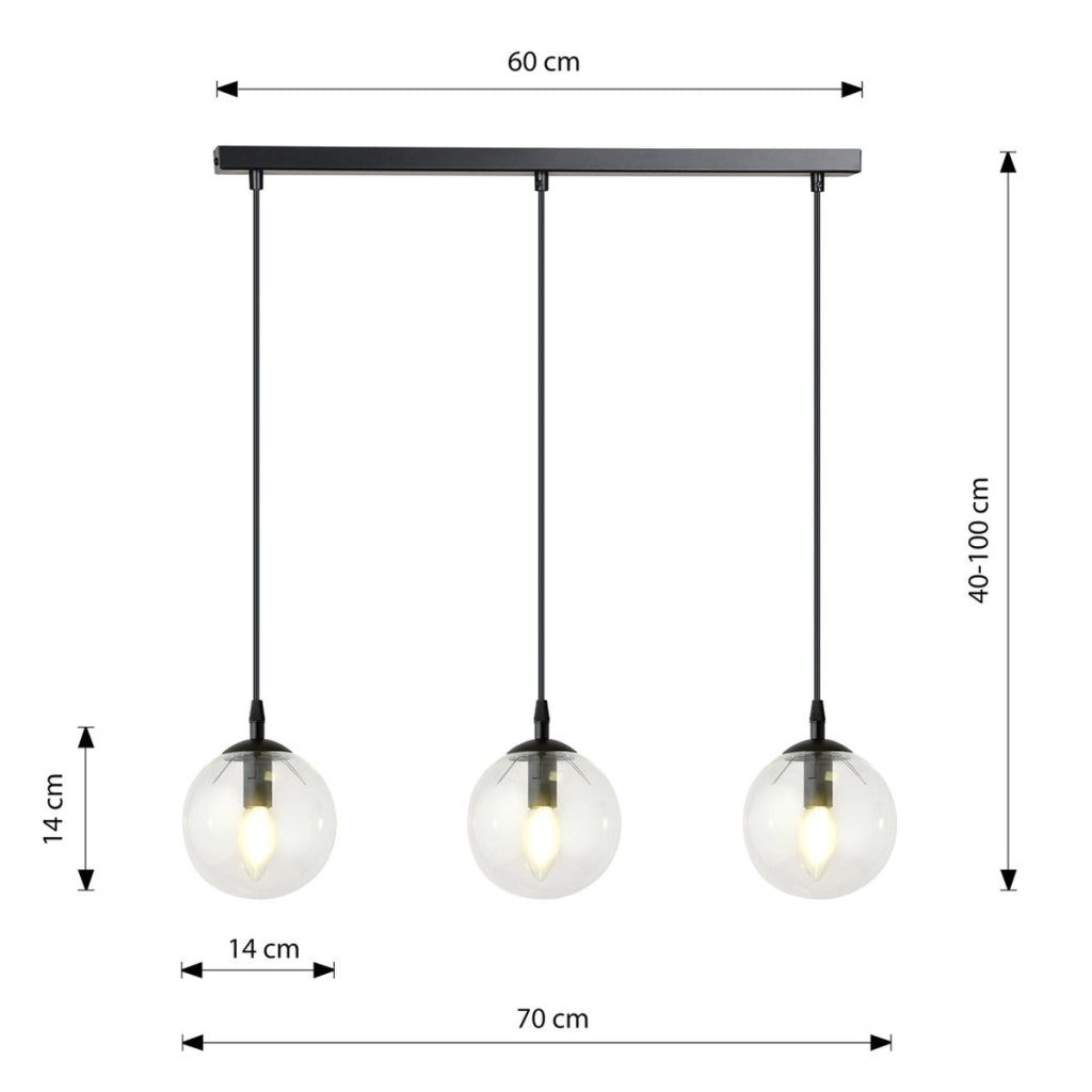 Lampada a sospensione Cosmo in acciaio nero e vetro