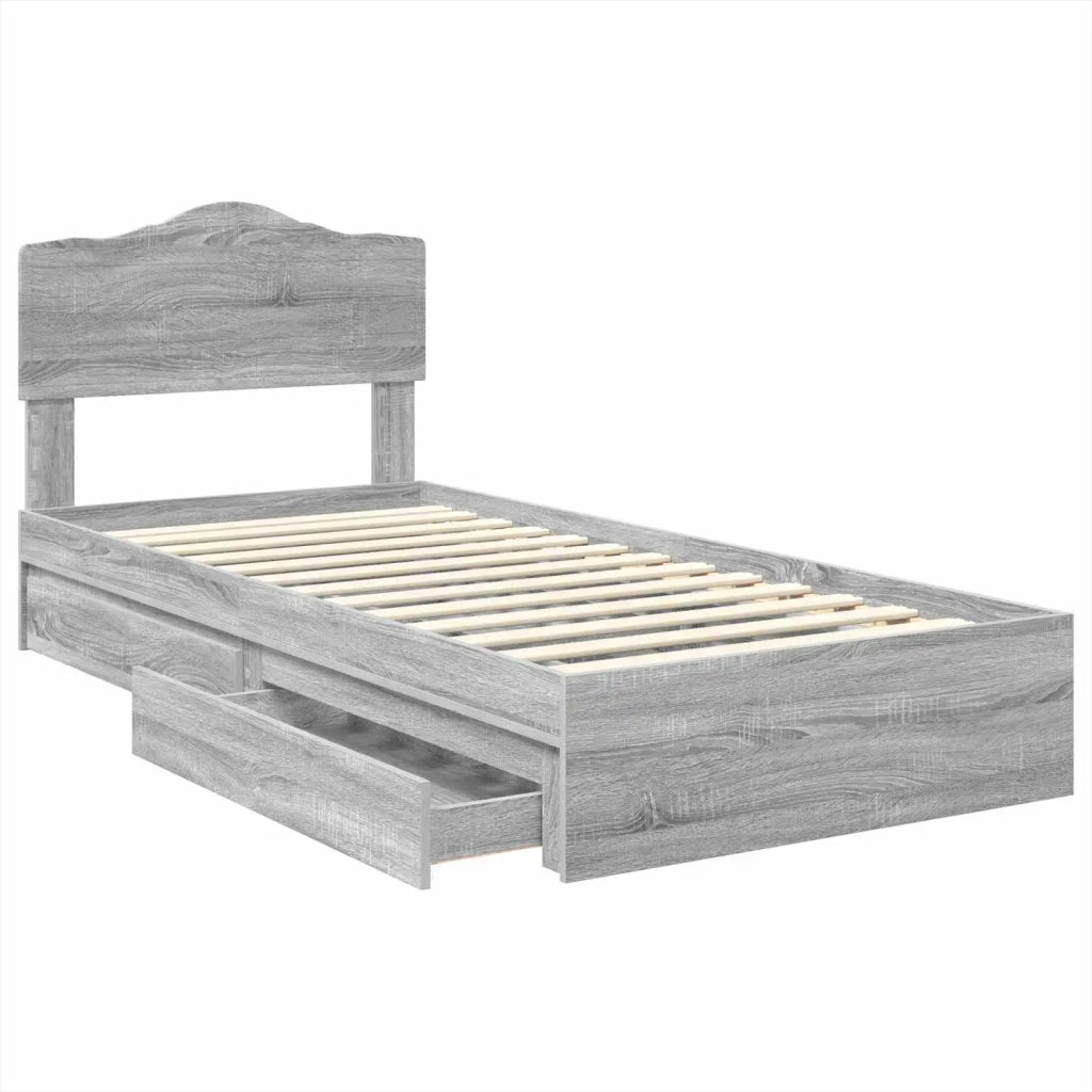 Letto con Contenitore con testiera Grigio Sonoma 90 x 190 cm 3413143