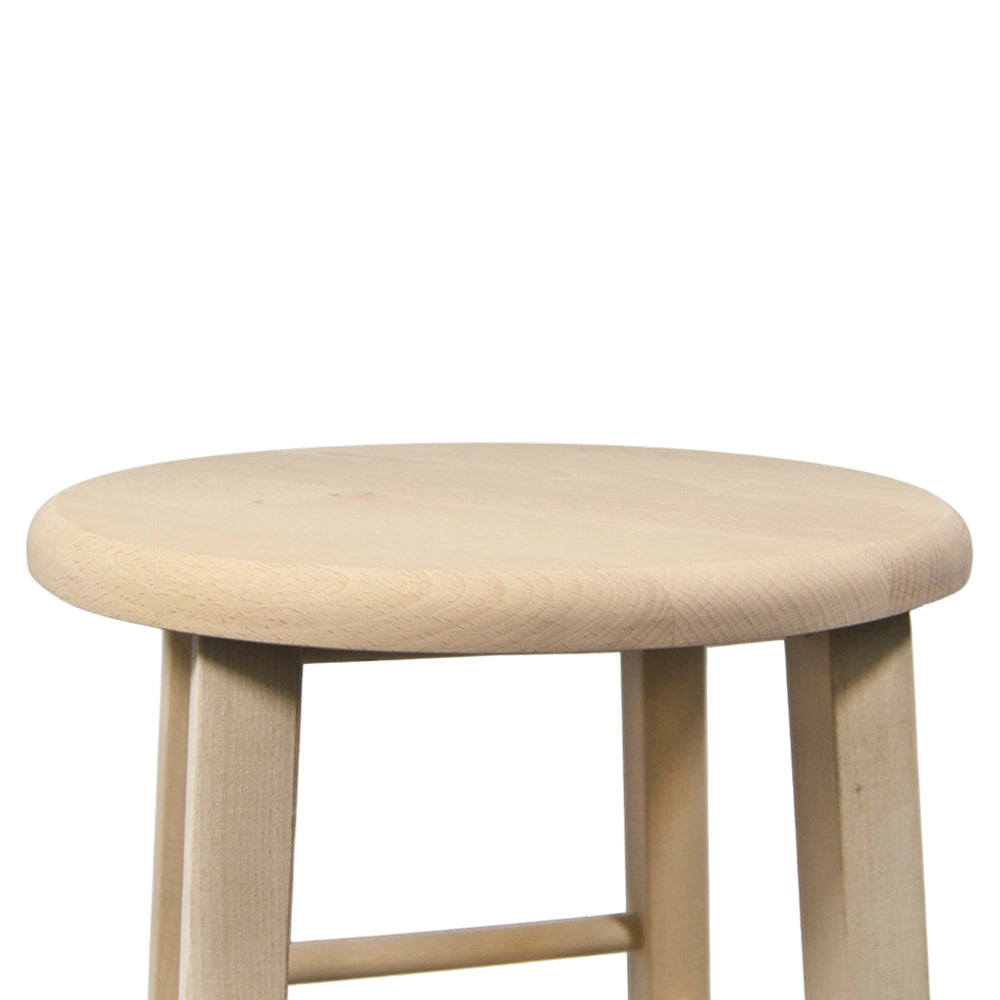 Sgabello da bar tondo legno grezzo da dipingere h 68 cm gambe dritte