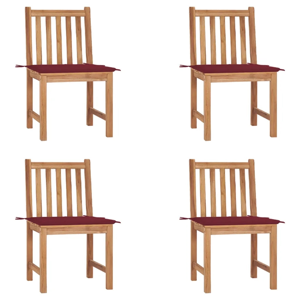 Sedie da Giardino 4 pz con Cuscini in Legno Massello di Teak cod mxl 8372