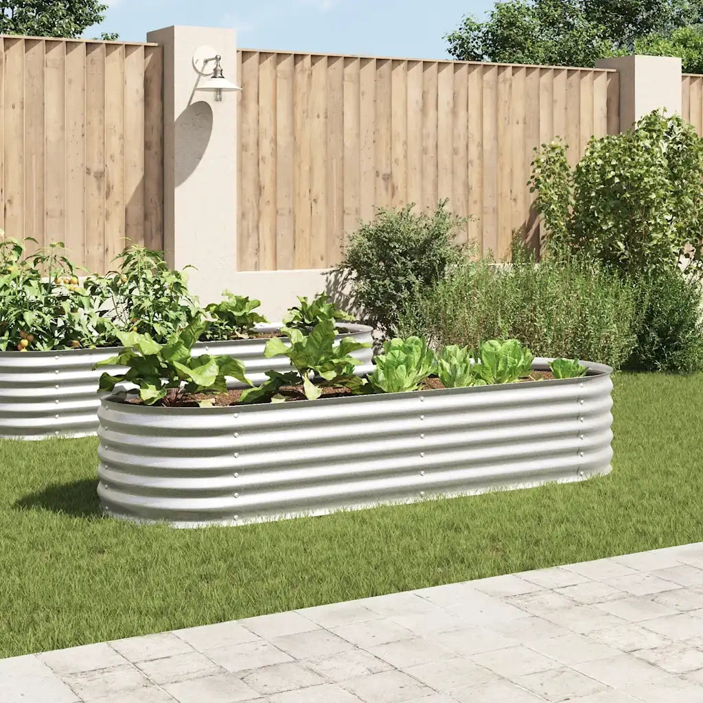 Letto Rialzato Giardino 240x80x44 cm in Acciaio Zincato Argento 45518