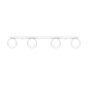 Lampada da soffitto YOLI a 4 luci in acciaio bianco e vetro, design moderno a sfera