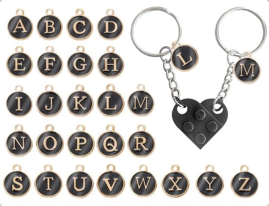 Impugnatura per chiavi a forma di cuore - Set di 26 impugnature per chiavi personalizzabili - Fatta di acrilico duraturo - Superficie liscia e robusta - Impugnature per chiavi